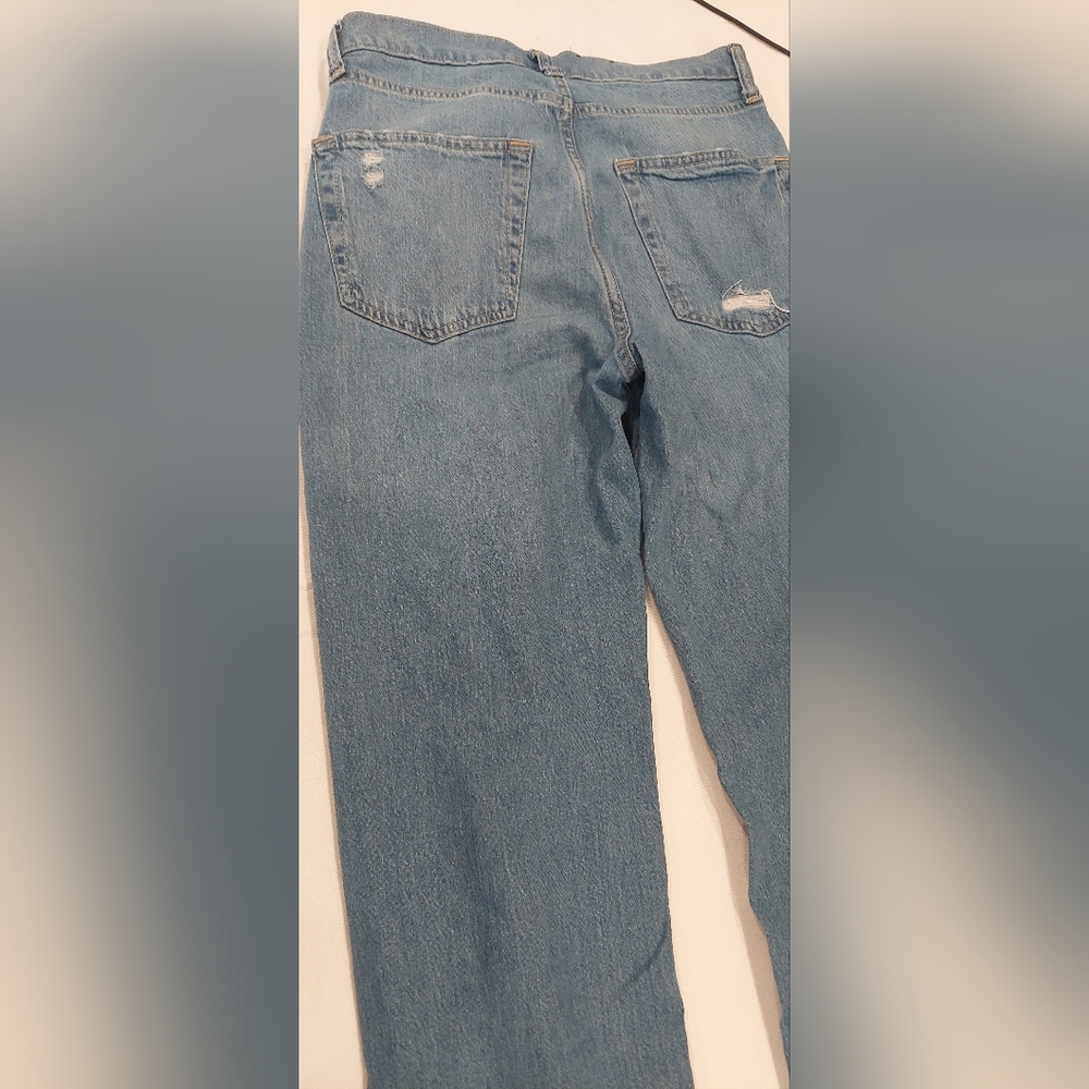Blue Straight Leg Jeans with Natural Fading - Picture 6 of 9